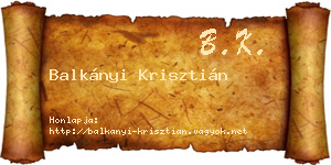 Balkányi Krisztián névjegykártya